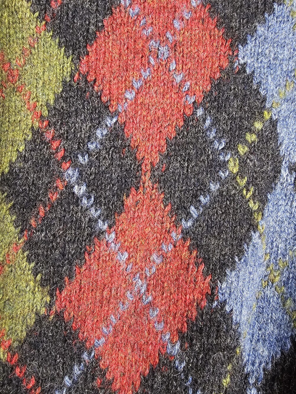 Vintage 90s Lands End 100% Shetland Wool Argyle Sweater Mens L Made in Scotland - Picture 4 of 10